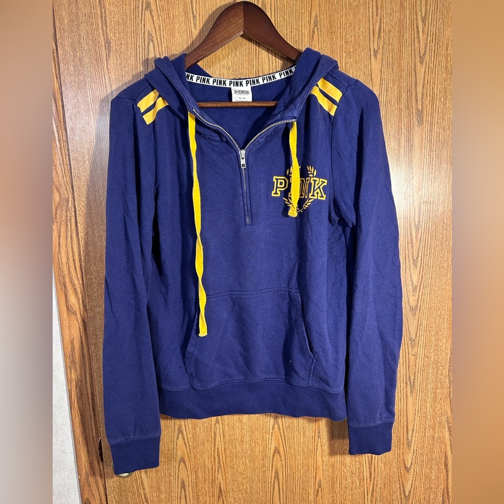 PINK Varsity Half Zip Embroidered Sweatshirt - Picture 2 of 5